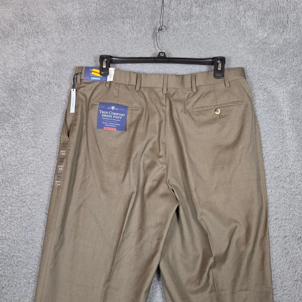 Croft Barrow Dress Pants Mens 40x32 Brown New Classic‎ Fit True Comfort NEW